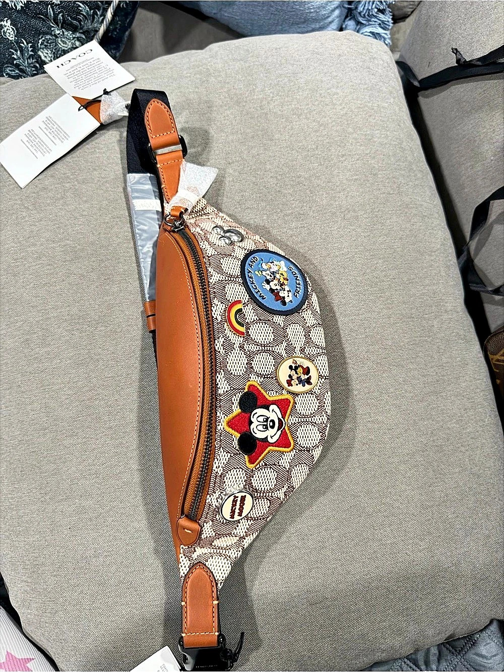 Coach Disney x Coach Charter Belt Bag Disney Print Belt Bag in Brown & Black NWT